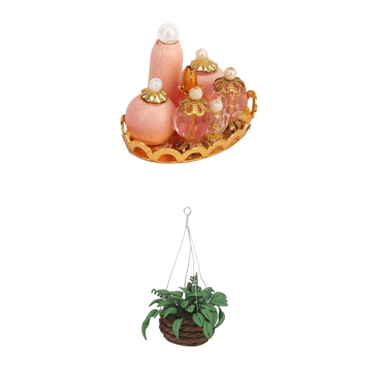 1/12 Dollhouse Miniature Bedroom Furniture Kit Perfume Bottles Hanging Plant