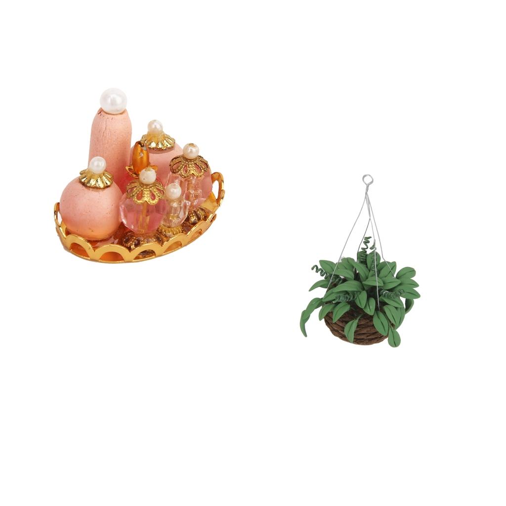 1/12 Dollhouse Miniature Bedroom Furniture Kit Perfume Bottles Hanging Plant