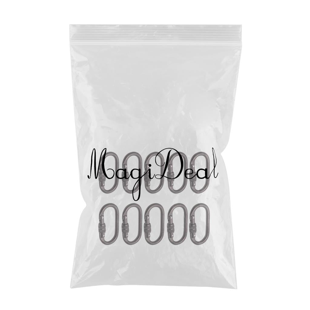 10 Pieces Oval Shape 25KN Screw Lock Carabiner Hook Rock Climbing Rappelling