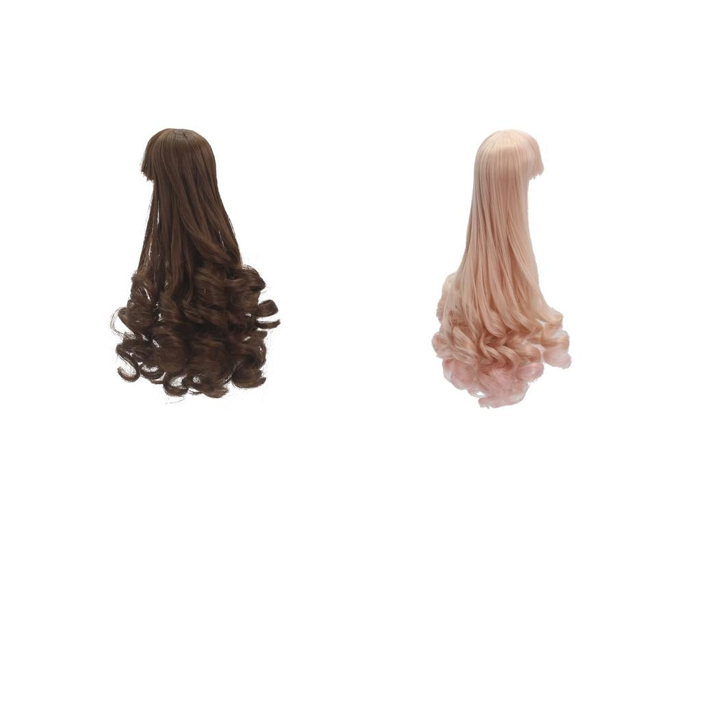 2pcs 18cm High-temperature Wire Long Curly Wig for Barbie Doll DIY Making