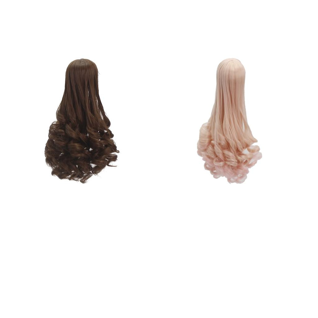 2pcs 18cm High-temperature Wire Long Curly Wig for Barbie Doll DIY Making