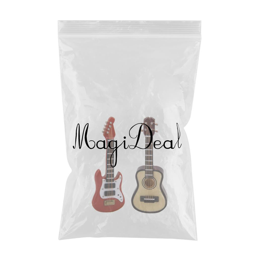 2pcs 1:12 Dollhouse Miniature Music Instrument Classical Electric Guitar