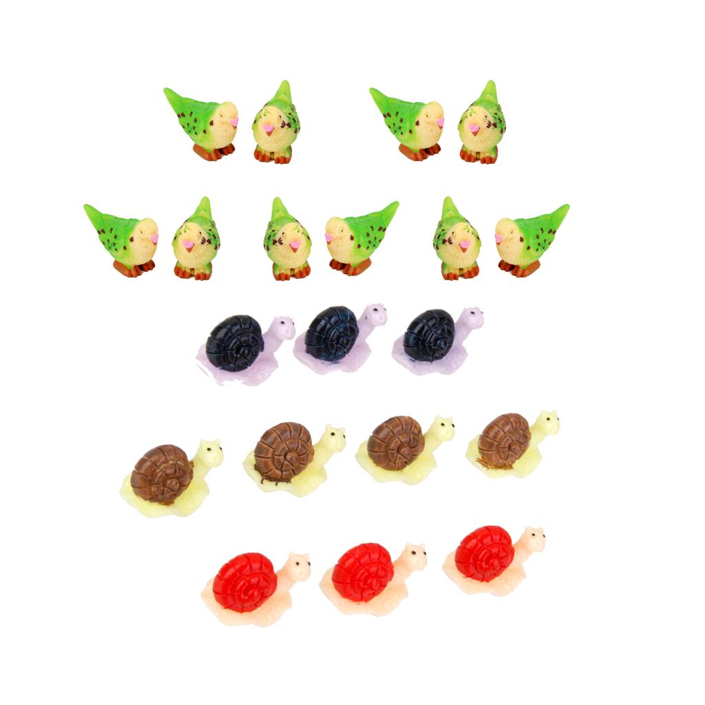 20Pcs Miniature Dollhouse Bonsai Craft Garden Landscape Snail Parrot Decor