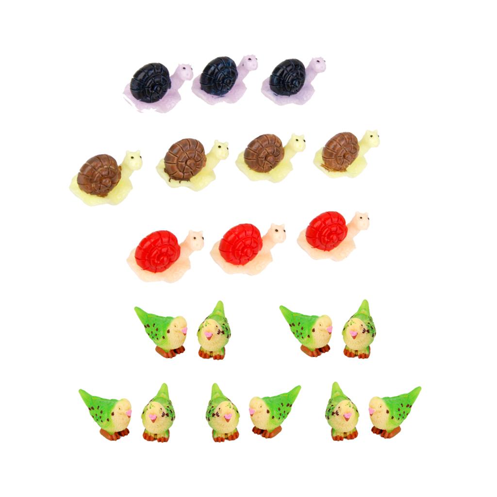 20Pcs Miniature Dollhouse Bonsai Craft Garden Landscape Snail Parrot Decor