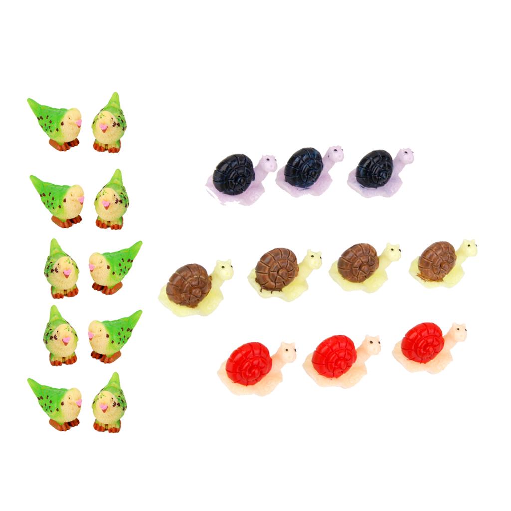 20Pcs Miniature Dollhouse Bonsai Craft Garden Landscape Snail Parrot Decor