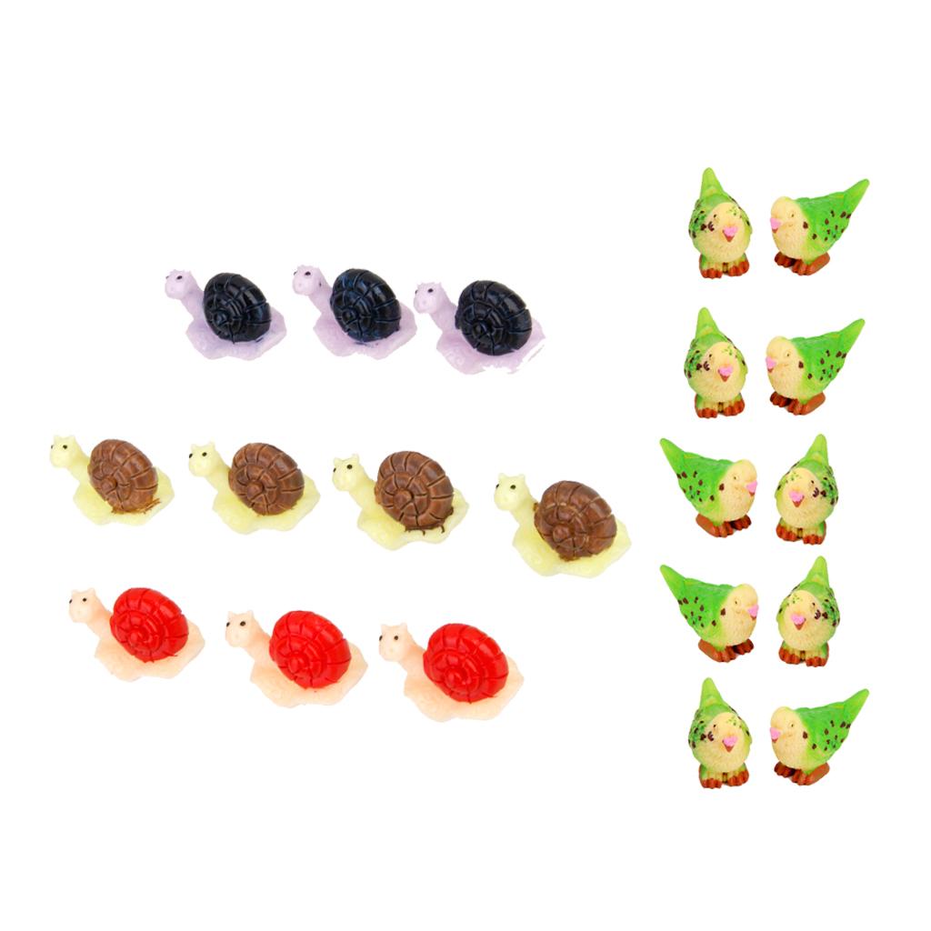20Pcs Miniature Dollhouse Bonsai Craft Garden Landscape Snail Parrot Decor