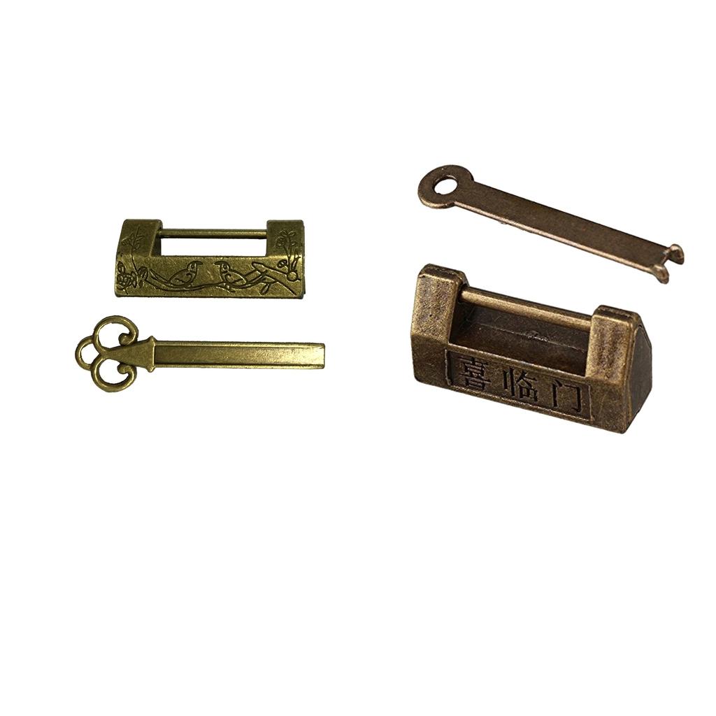 Antique Small Zinc Alloy Padlock + Magpie Chinese Vintage Box Brass Padlock