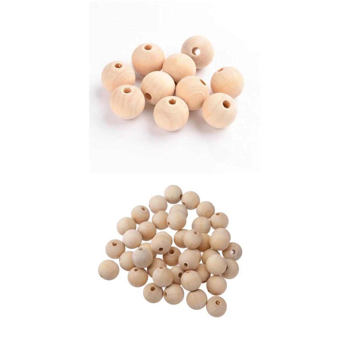 100 Pieces Natural Wooden Unpainted Beads Jewelry Making Findings 10mm 14mm