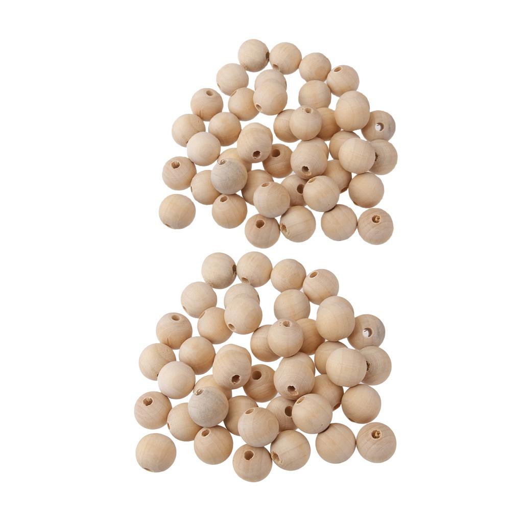 100 Pieces Natural Wooden Unpainted Beads Jewelry Making Findings 10mm 14mm