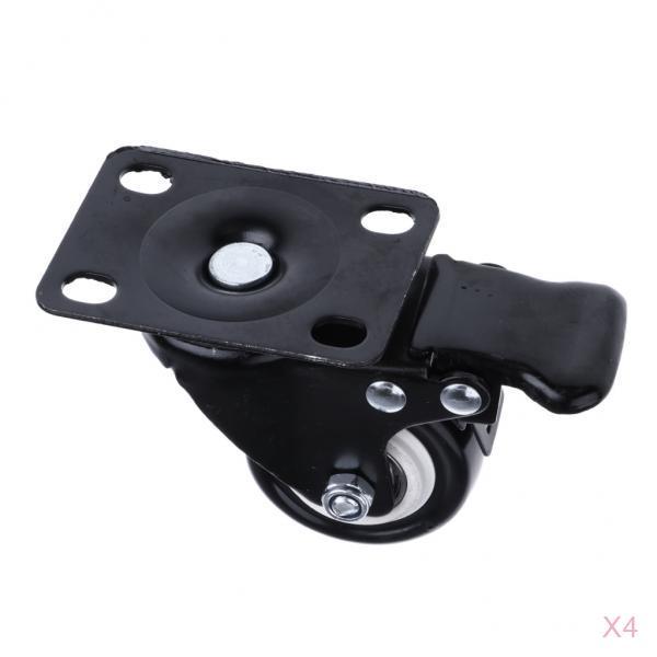 4 Pcs 2'' Swivel Caster PU Wheels with Brake Lock Universal Replacement