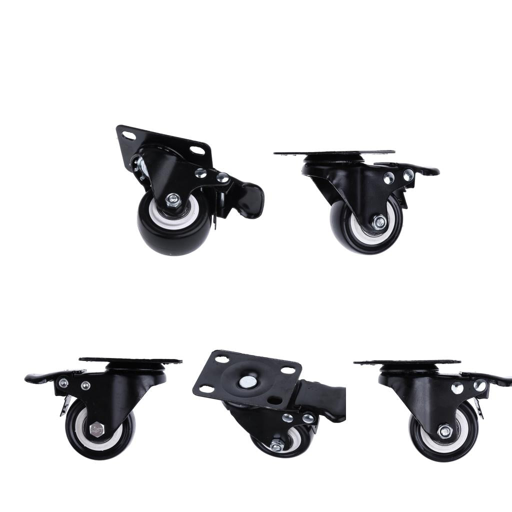 4 Pcs 2'' Swivel Caster PU Wheels with Brake Lock Universal Replacement