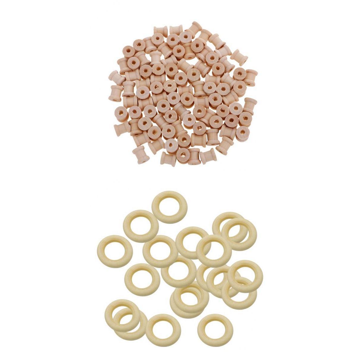 120 Pieces Wooden Crafts Tools Empty Thread Spools Loop Jewelry Findings