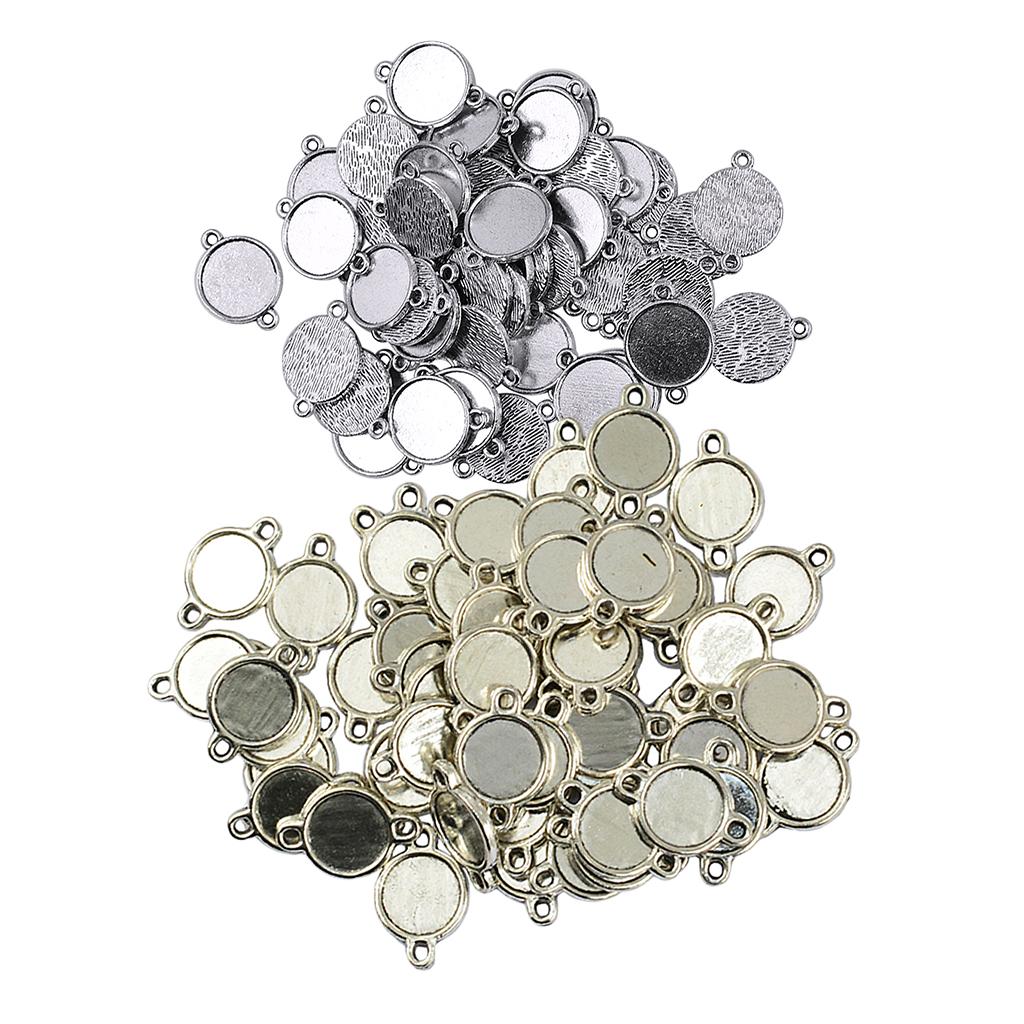 100 Pcs Double Sided Pendants Blank Base Settings for DIY Jewelry 10mm 12 mm