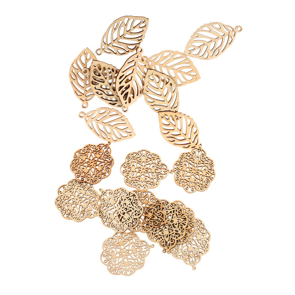 20 Pcs Natural Wood Pieces for Crafts Wood Charms DIY Woodcrafts Decoration