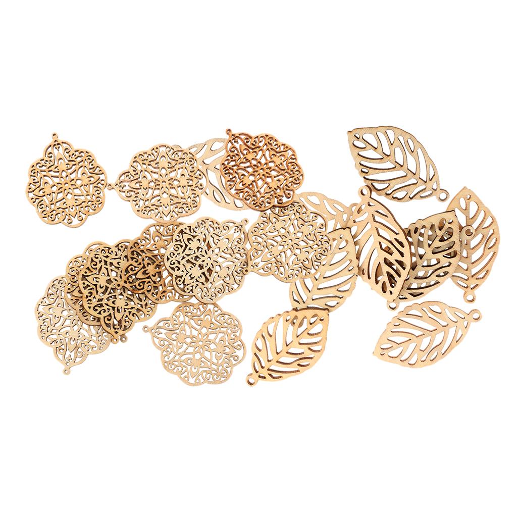 20 Pcs Natural Wood Pieces for Crafts Wood Charms DIY Woodcrafts Decoration