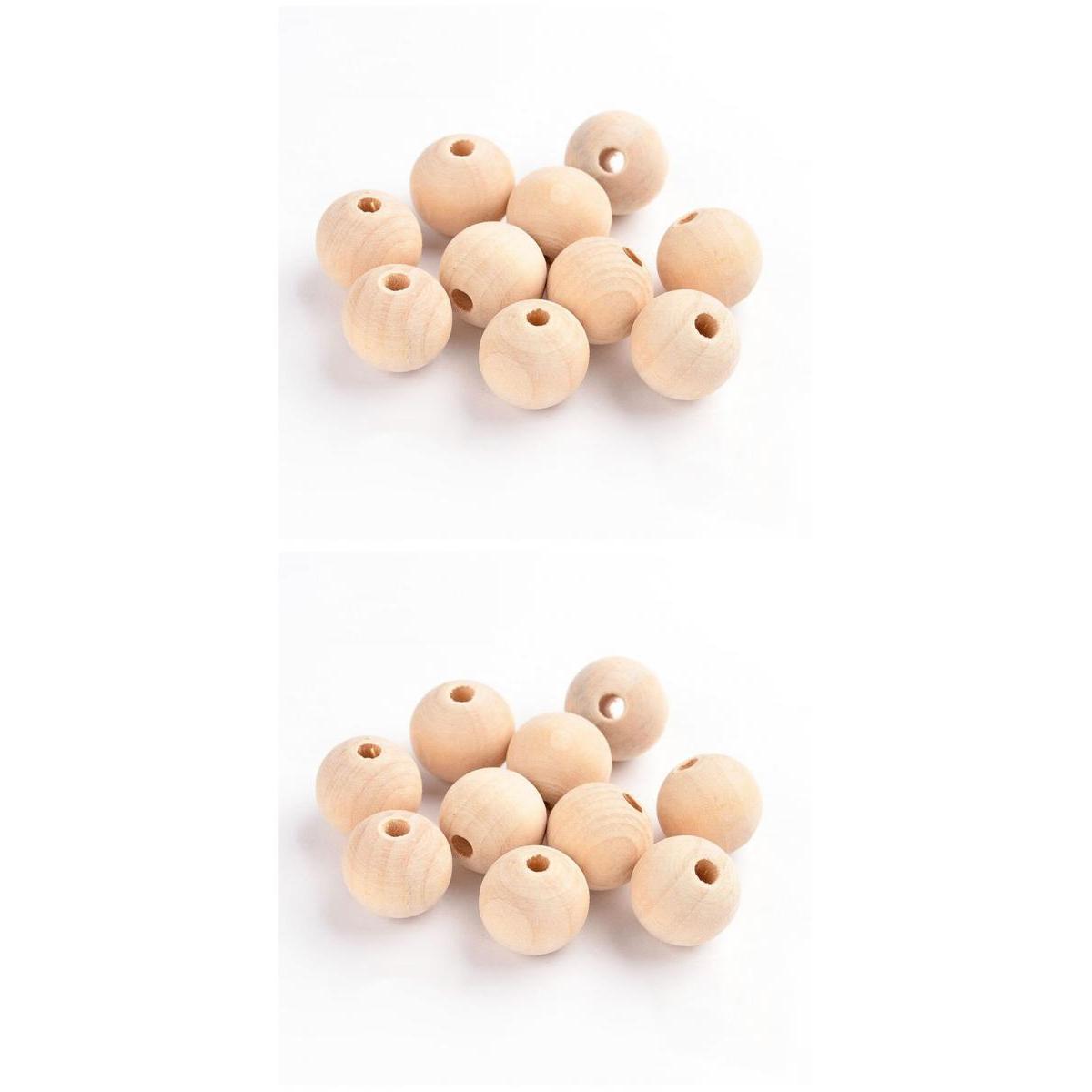 100 Pack Natural Wooden Unpainted Craft Beads DIY Jewelry Making Findings