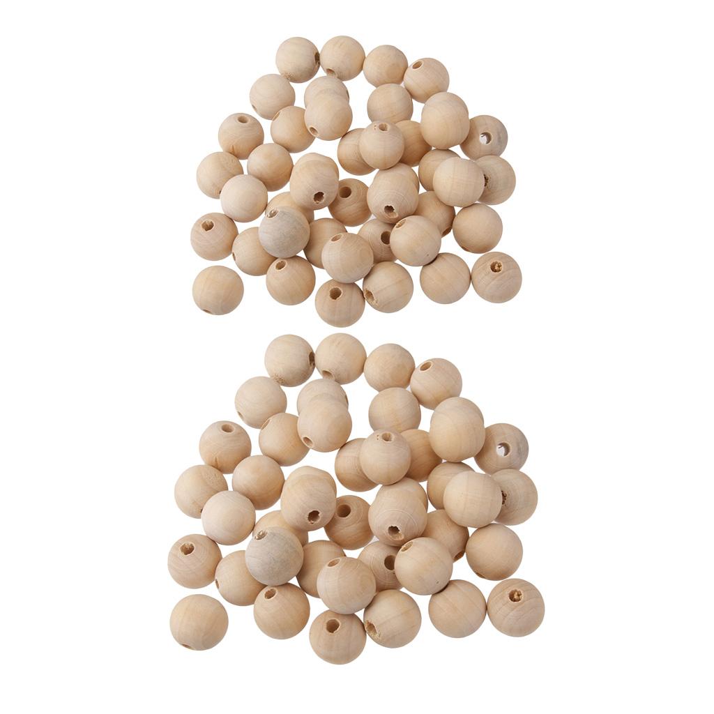 100 Pack Natural Wooden Unpainted Craft Beads DIY Jewelry Making Findings