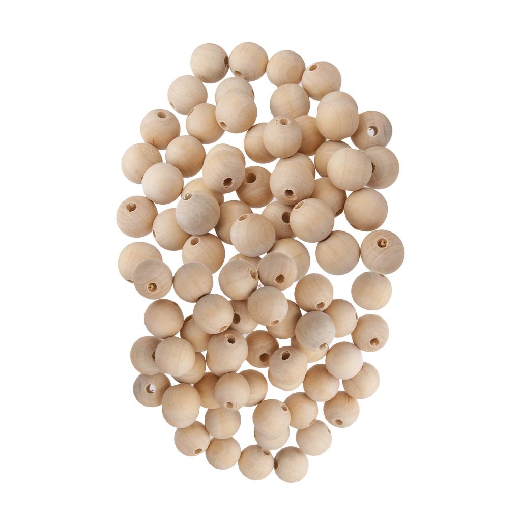 100 Pack Natural Wooden Unpainted Craft Beads DIY Jewelry Making Findings
