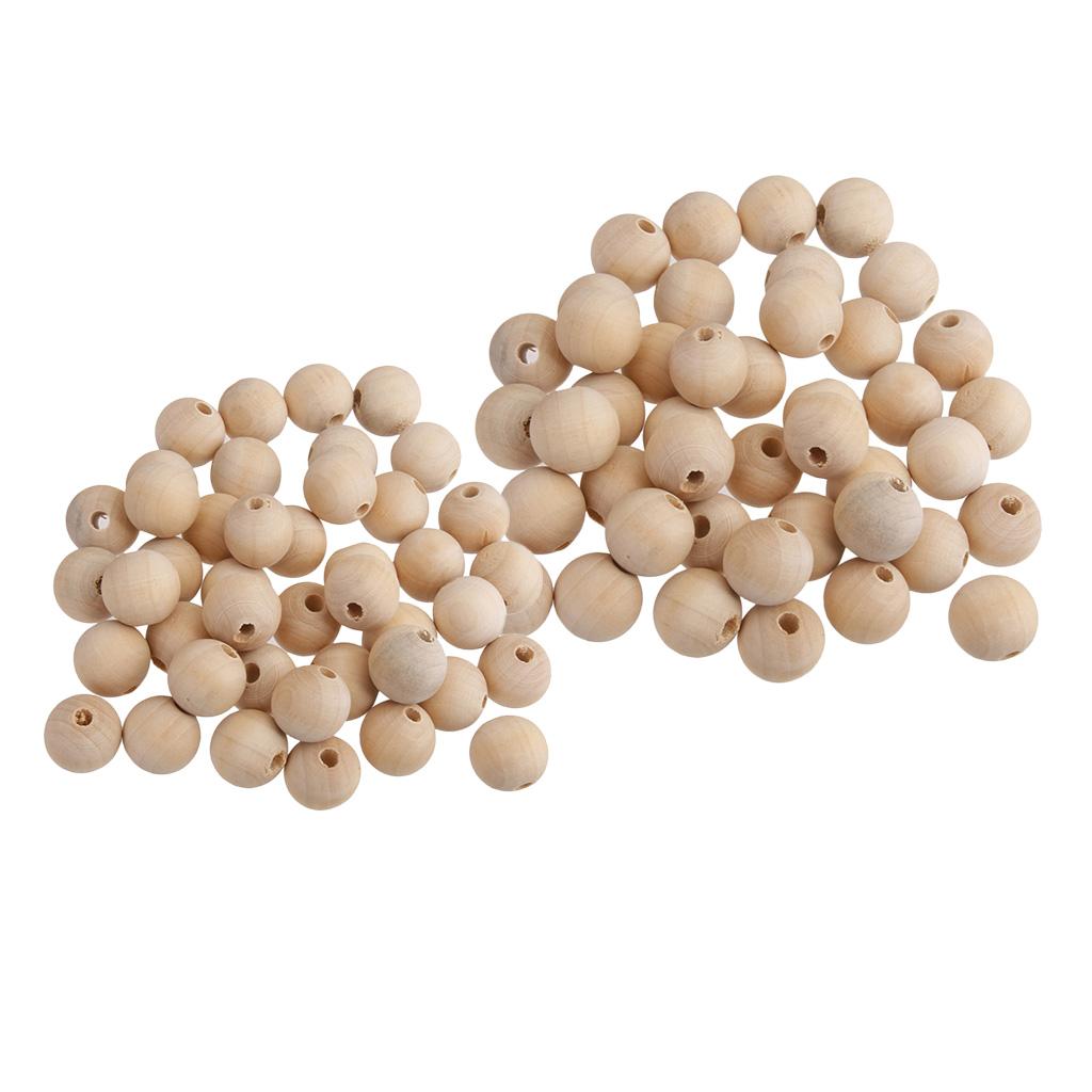 100 Pack Natural Wooden Unpainted Craft Beads DIY Jewelry Making Findings