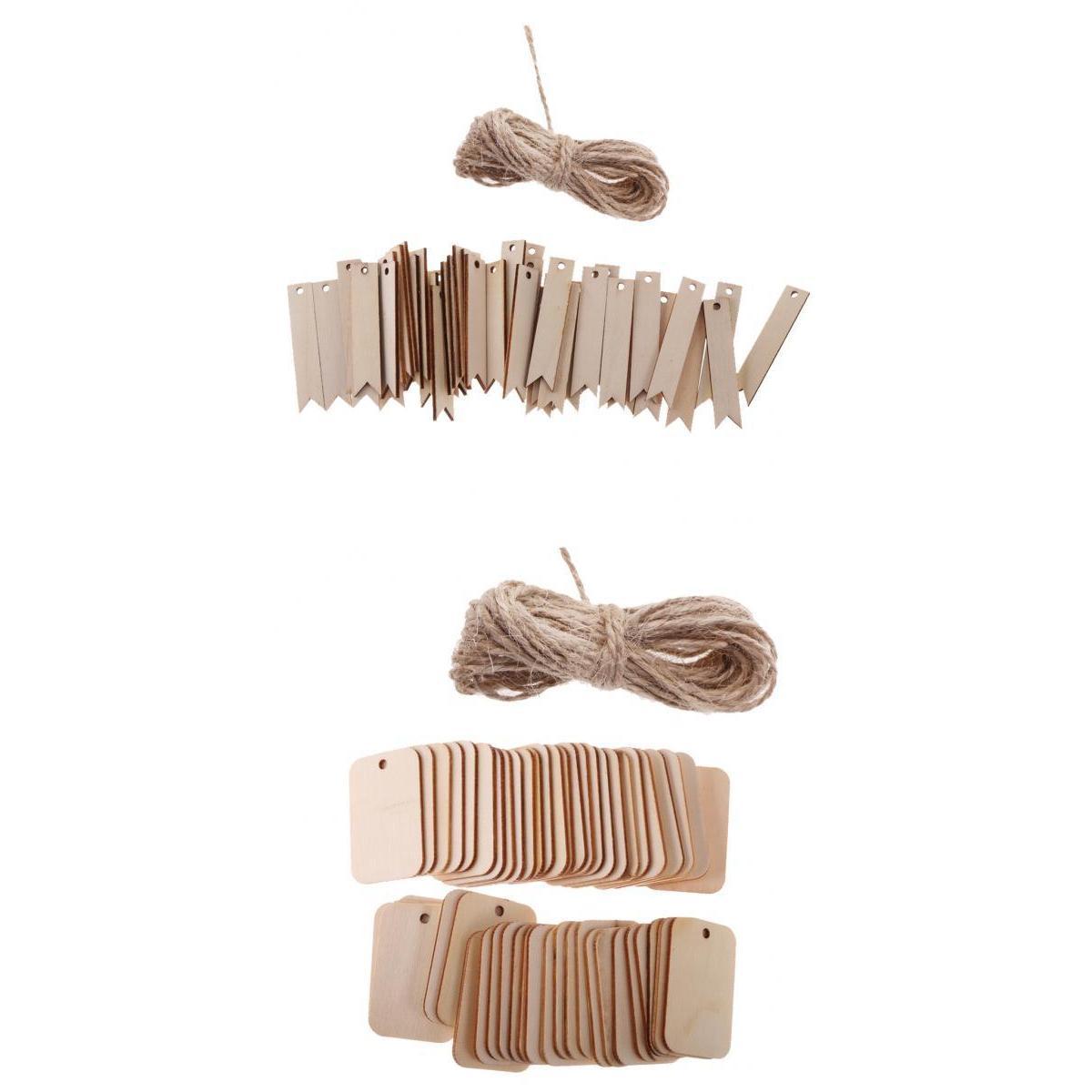 150 Pieces Mixed Shapes Wooden Label Unfinished Blank Wood Gift Tags