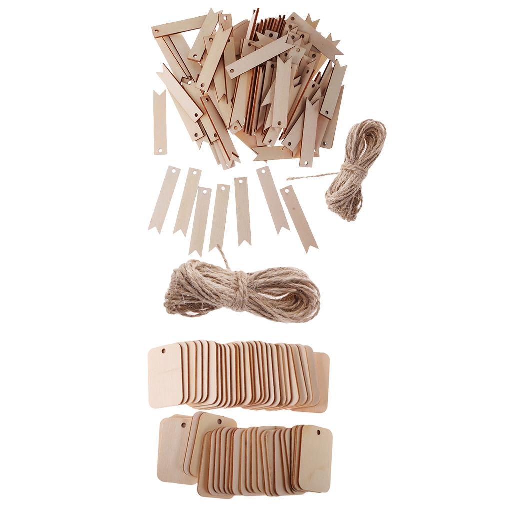150 Pieces Mixed Shapes Wooden Label Unfinished Blank Wood Gift Tags