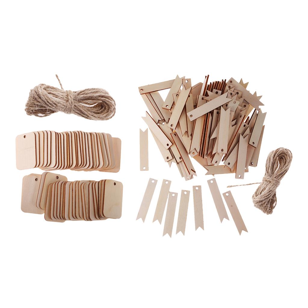 150 Pieces Mixed Shapes Wooden Label Unfinished Blank Wood Gift Tags