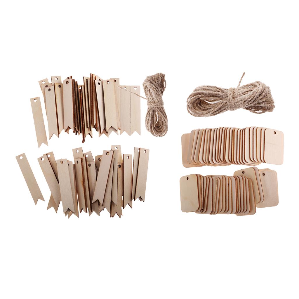 150 Pieces Mixed Shapes Wooden Label Unfinished Blank Wood Gift Tags