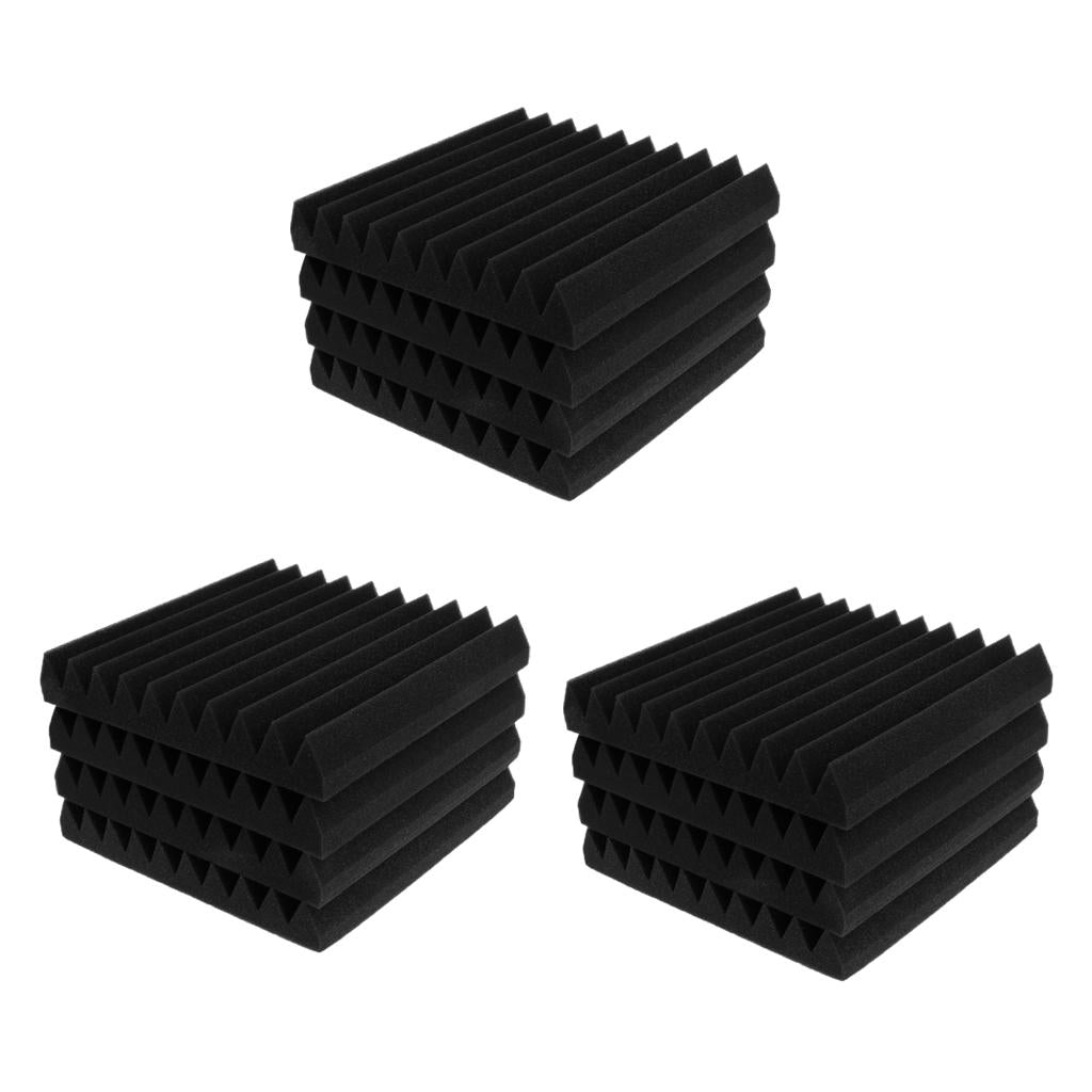 12pcs Studio Acoustic Foam Panels Nosie Dampening Foam Black