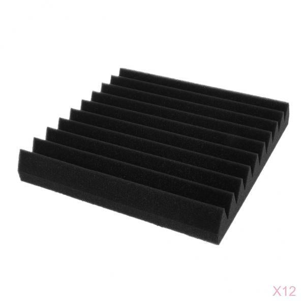 12pcs Studio Acoustic Foam Panels Nosie Dampening Foam Black