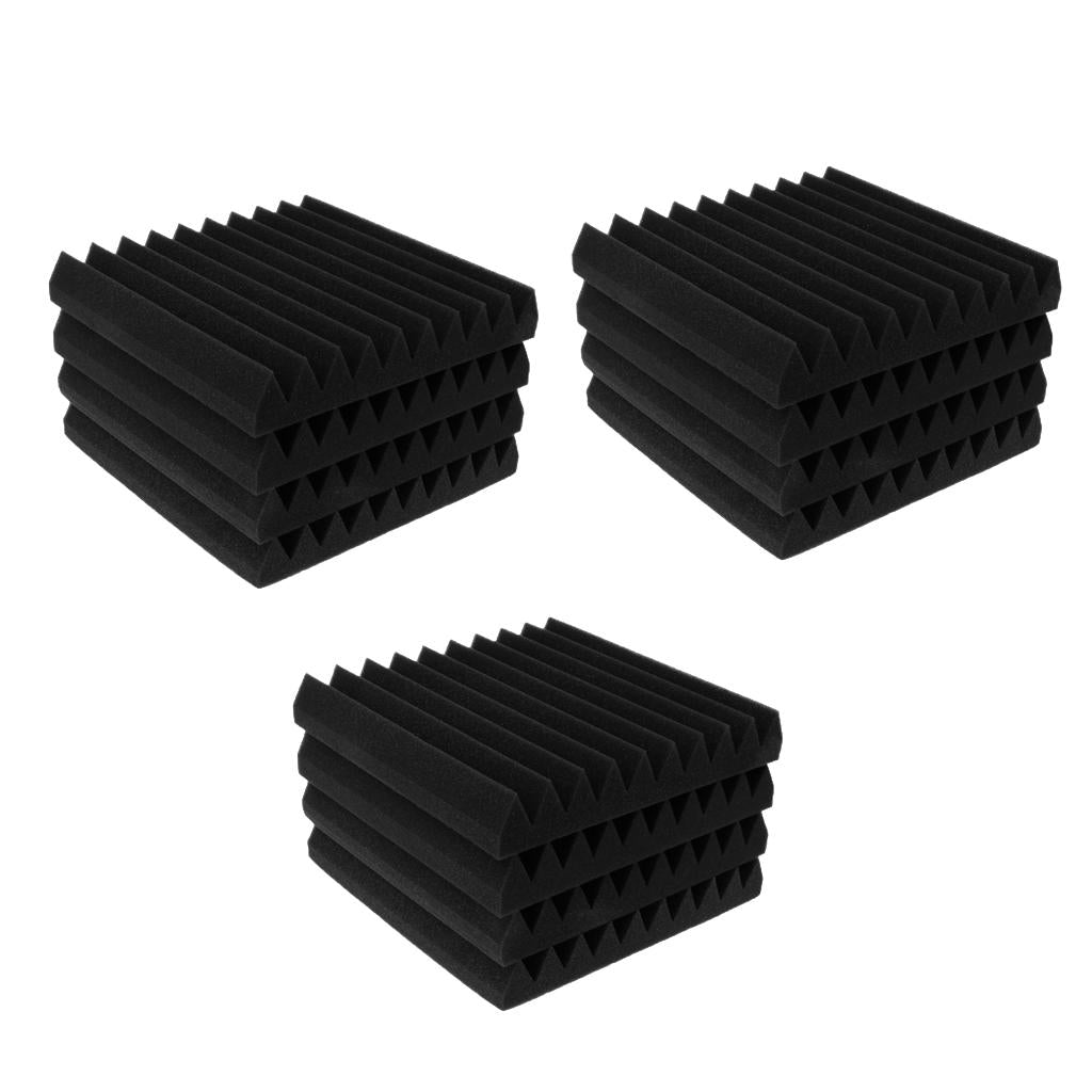 12pcs Studio Acoustic Foam Panels Nosie Dampening Foam Black