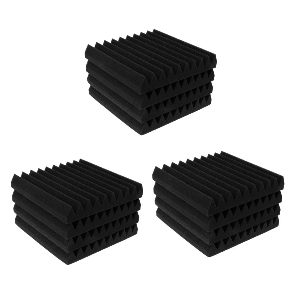 12pcs Studio Acoustic Foam Panels Nosie Dampening Foam Black