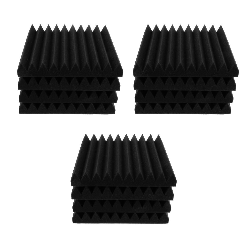 12pcs Studio Acoustic Foam Panels Nosie Dampening Foam Black