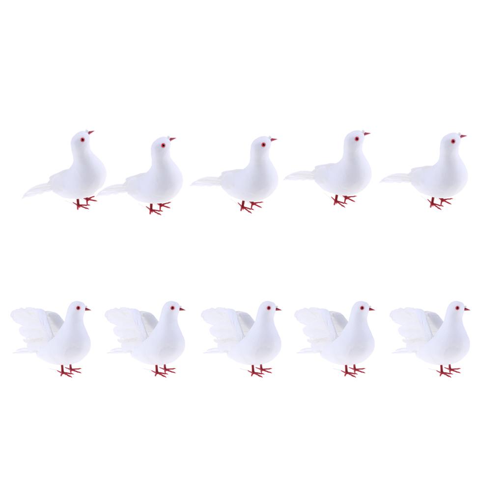 10Pcs Artificial Feather Foam Doves Birds Wedding Decoration Venue Ornament
