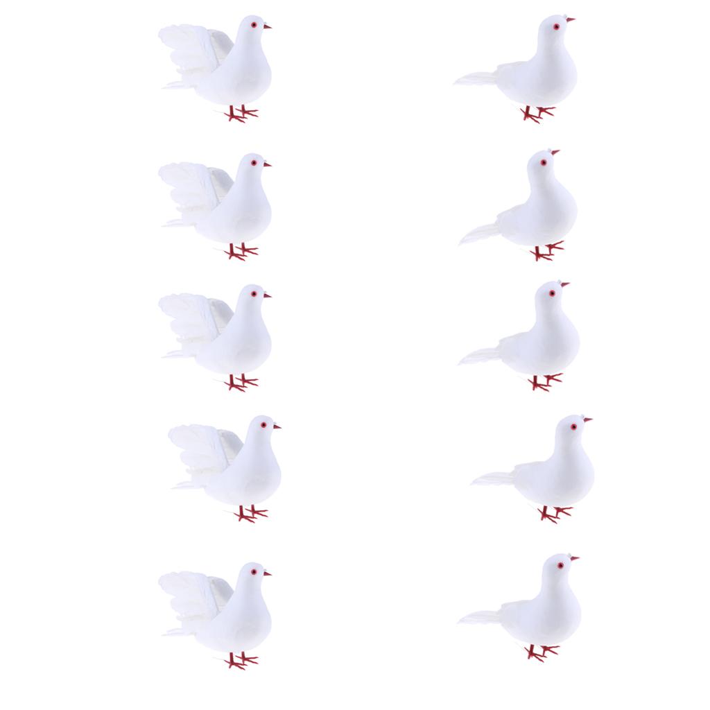 10Pcs Artificial Feather Foam Doves Birds Wedding Decoration Venue Ornament