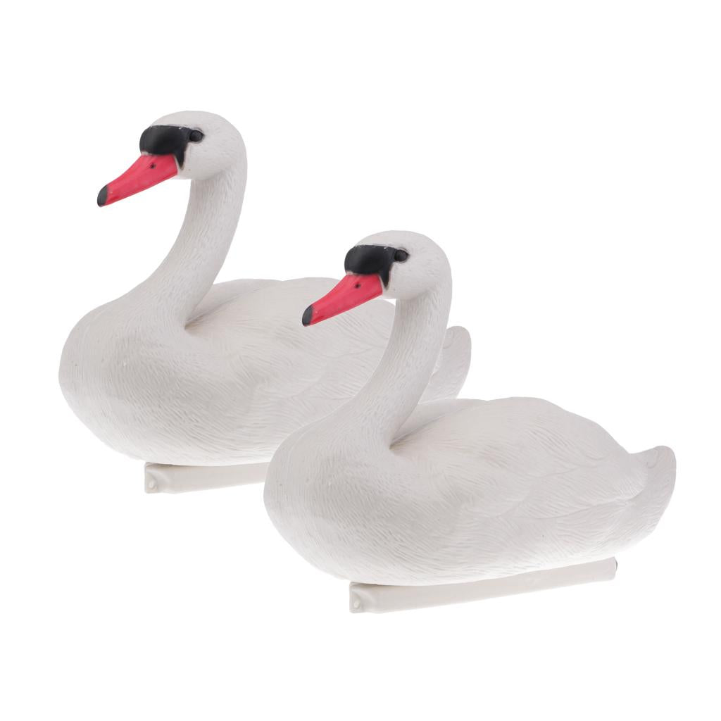 2 Piecss Floating Swan Decoy for Hunting Fishing Garden Decors Pest Scarer
