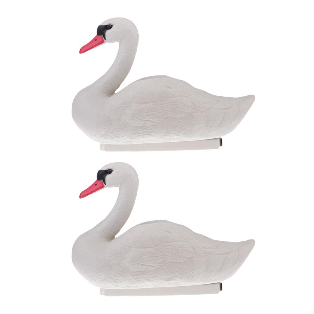 2 Piecss Floating Swan Decoy for Hunting Fishing Garden Decors Pest Scarer