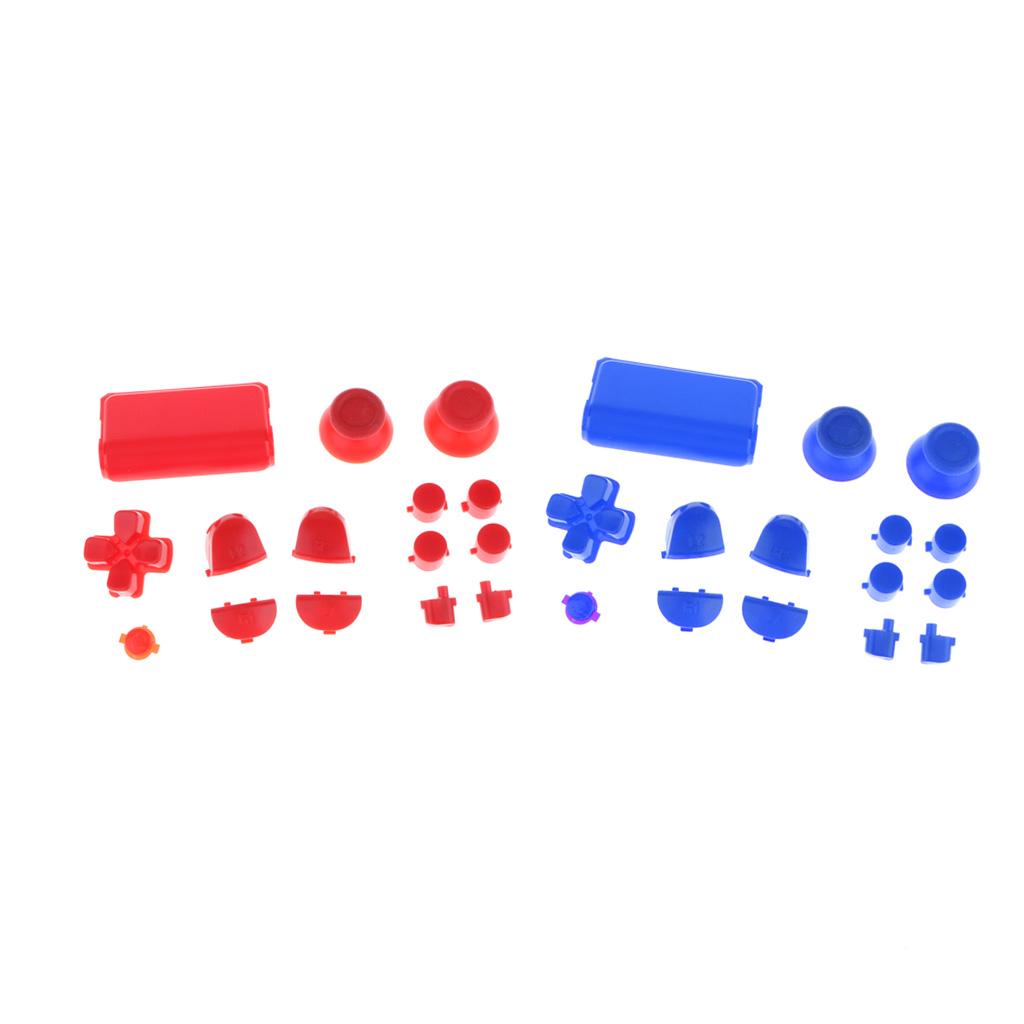 2 Sets Joysticks Thumbsticks Replacement Buttons for Playstation 4 Blue+Red