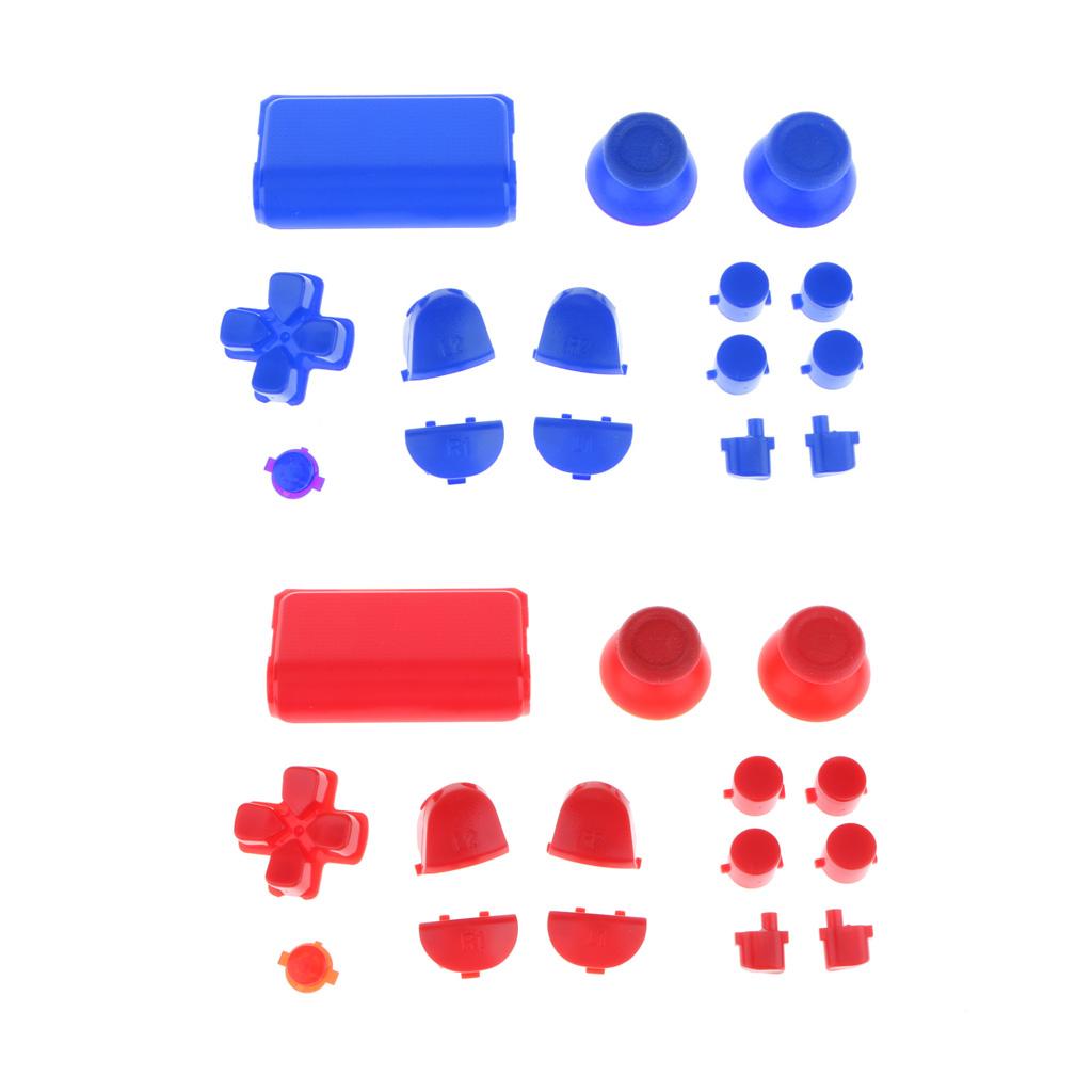 2 Sets Joysticks Thumbsticks Replacement Buttons for Playstation 4 Blue+Red