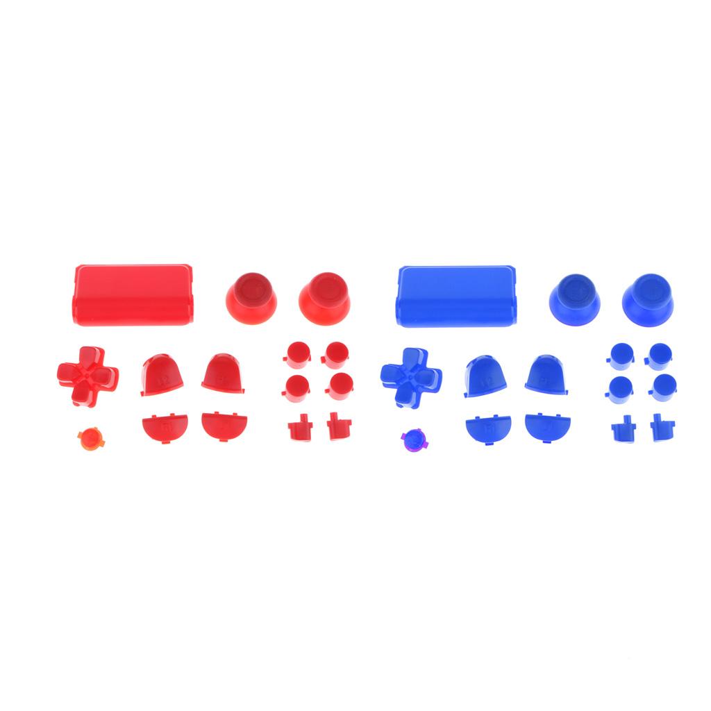 2 Sets Joysticks Thumbsticks Replacement Buttons for Playstation 4 Blue+Red