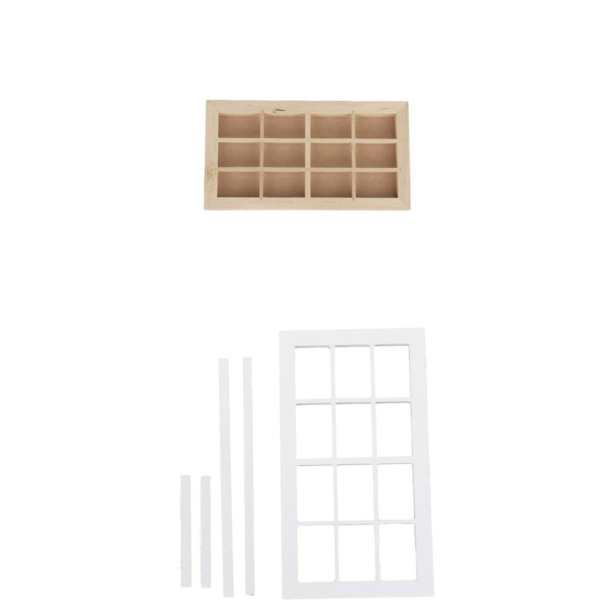 1:12 Scale Dolls House Miniature Wooden 12 panes Window Frame DIY Accessory
