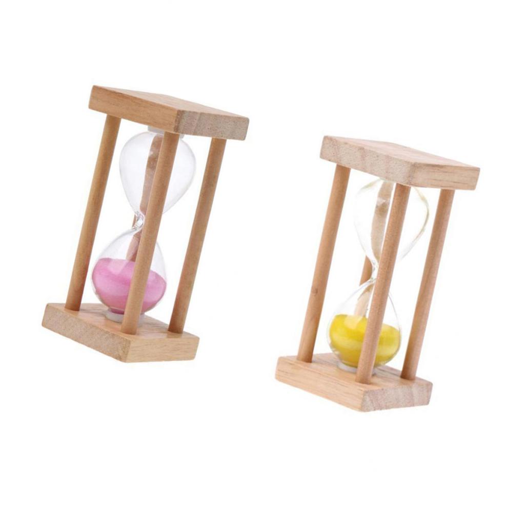 2pcs/set Wooden Square Frame Hourglass Sandglass Sand Timer Clock 5 Minutes