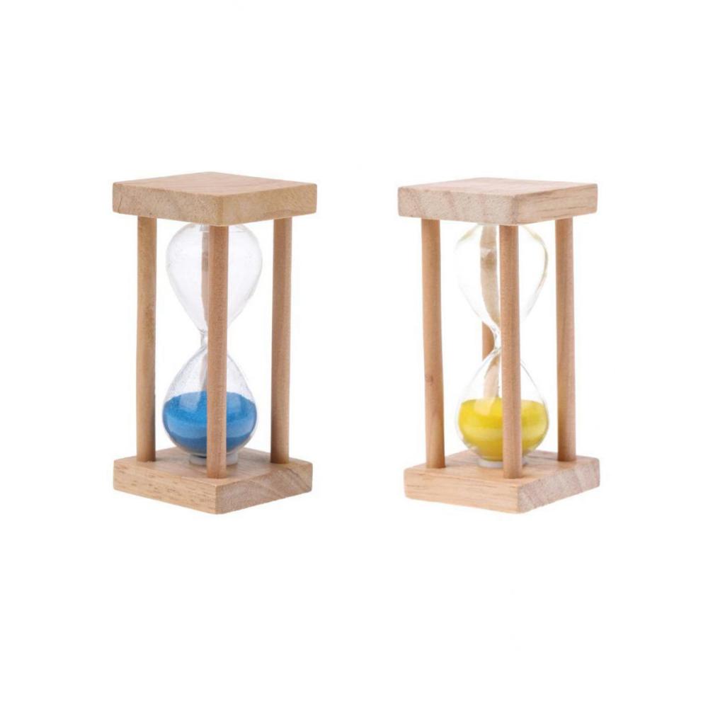 2 pieces Wooden Square Frame Hourglass Sandglass Sand Timer Clock 5 Minutes