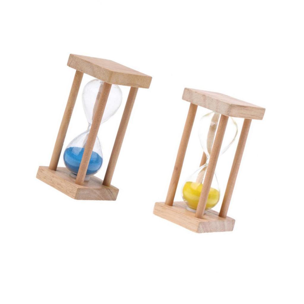 2 pieces Wooden Square Frame Hourglass Sandglass Sand Timer Clock 5 Minutes