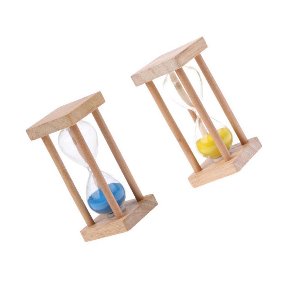 2 pieces Wooden Square Frame Hourglass Sandglass Sand Timer Clock 5 Minutes