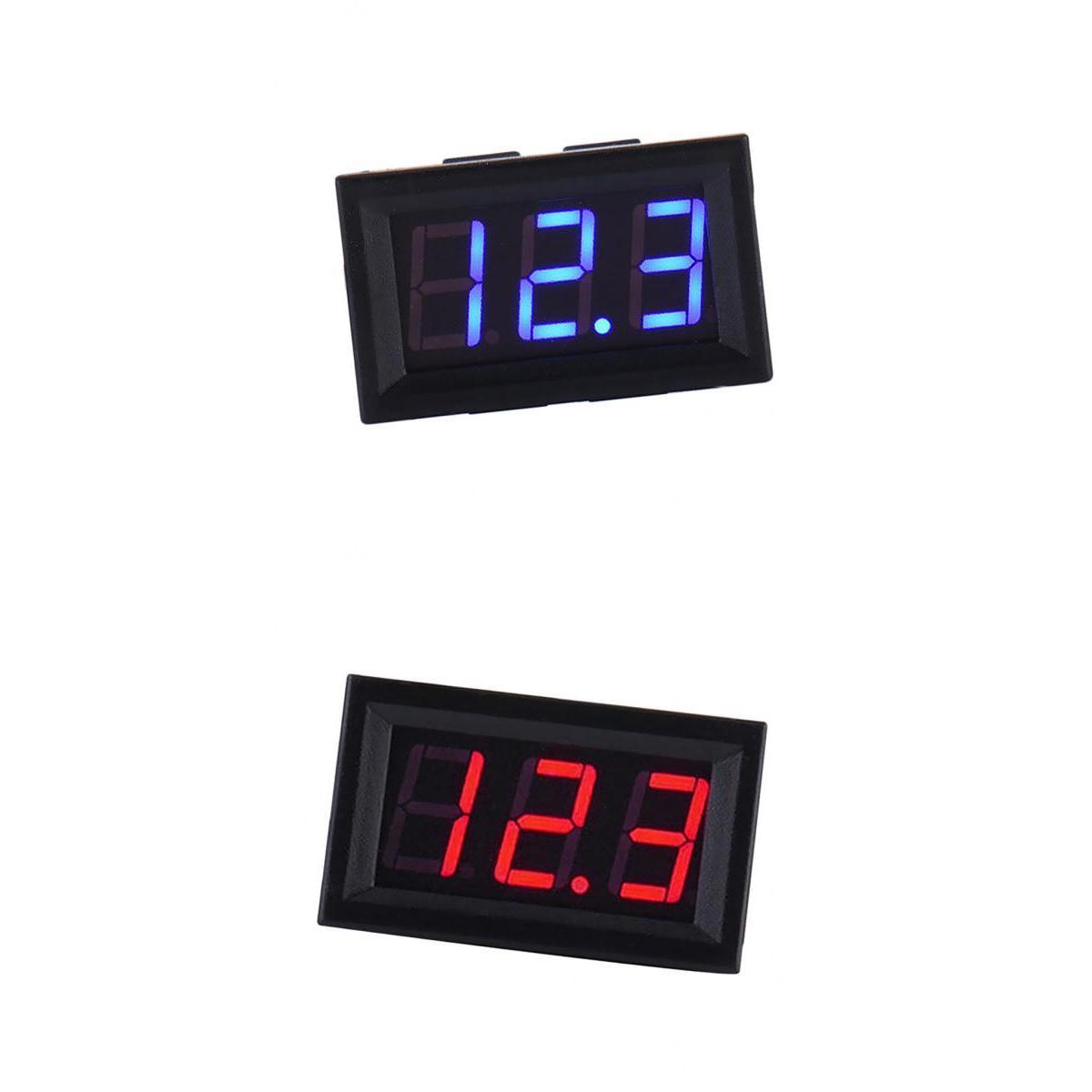 2 Pcs 2 Wire DC 5-120V Digital Voltage Meter Voltmeter Motor 0.56'' Blue+Red
