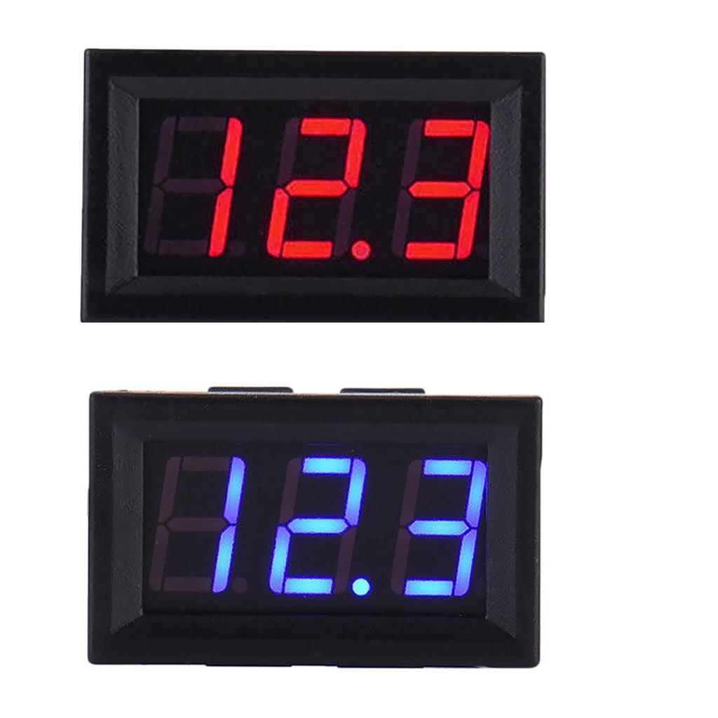 2 Pcs 2 Wire DC 5-120V Digital Voltage Meter Voltmeter Motor 0.56'' Blue+Red