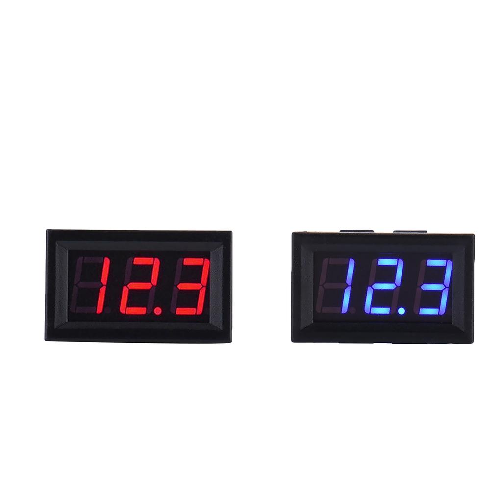 2 Pcs 2 Wire DC 5-120V Digital Voltage Meter Voltmeter Motor 0.56'' Blue+Red