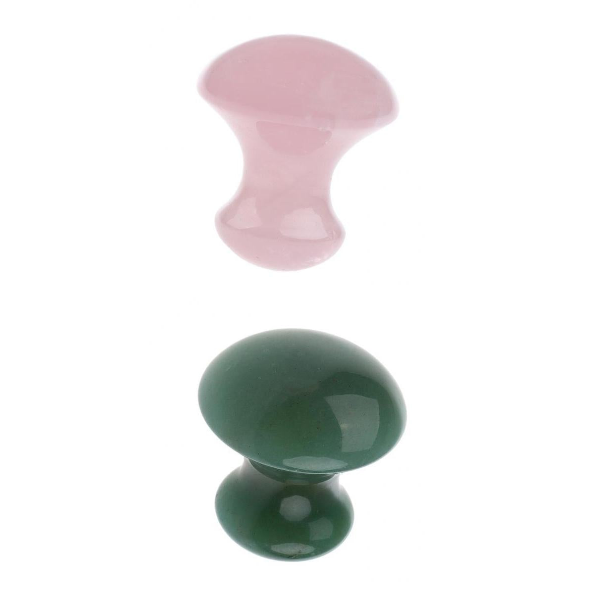 2 Pieces Women Facial Beauty Mushroom Massage Jade Stone Pink Green