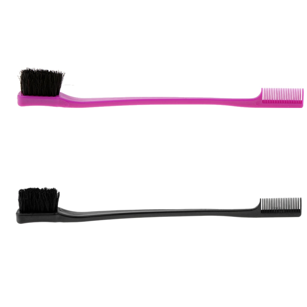 2Pcs 7'' Double Sided Edge Control Hair Brush Comb Hair Styling Hairbrush