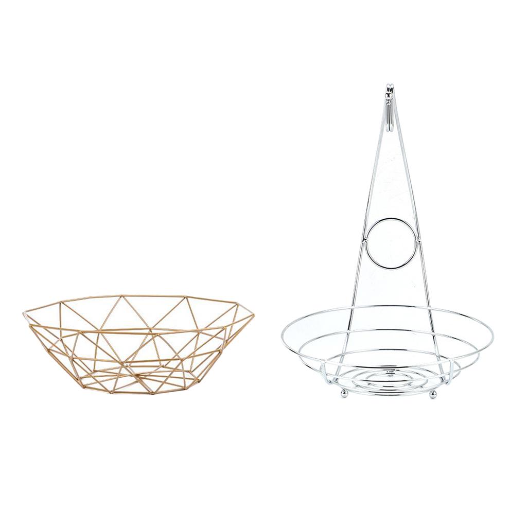 2 in 1 Chrome Banana Hanger Fruit Bowl Tree Holder Storage Basket Fruit Bowl